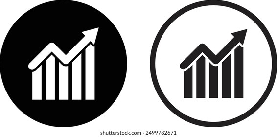 Growing graph icon set in two styles . Growth icon . Statistics icon vector