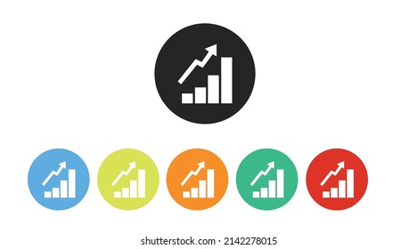 Growing Graph Icon Set. Vector isolated editable set of illustrations