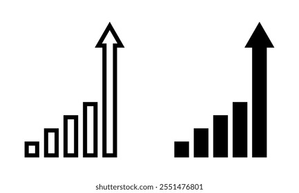 Growing graph icon set. Vector illustration.