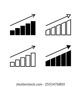 Growing graph icon set. Vector illustration.