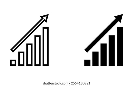 Growing graph icon set. Vector illustration.