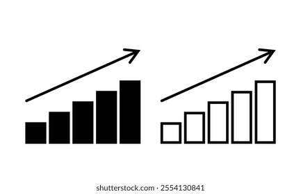 Growing graph icon set. Vector illustration.