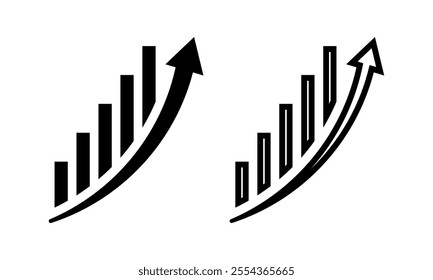 Growing graph icon set. Vector illustration.