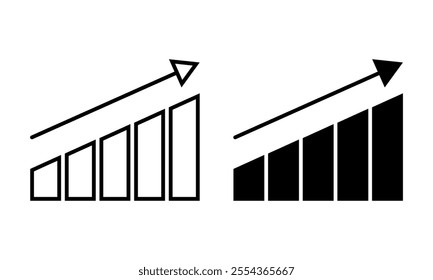 Growing graph icon set. Vector illustration.