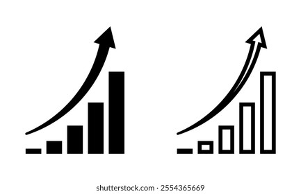 Growing graph icon set. Vector illustration.