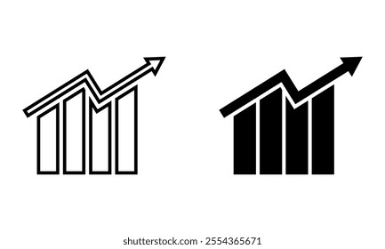 Growing graph icon set. Vector illustration.