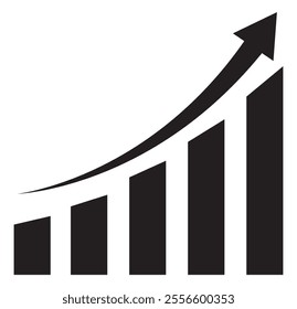 Growing graph icon set. Vector illustration. Set of growing bar graph. Business chart with arrow. Growths chart collection. EPS 10.