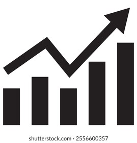 Growing graph icon set. Vector illustration. Set of growing bar graph. Business chart with arrow. Growths chart collection. EPS 10.