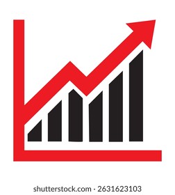 Growing graph icon set. Vector illustration. Set of growing bar graph. Business chart with arrow. Growths chart collection.