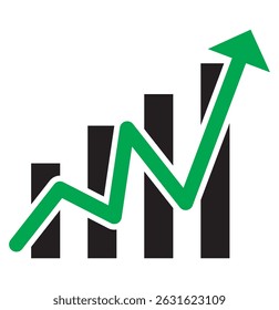Growing graph icon set. Vector illustration. Set of growing bar graph. Business chart with arrow. Growths chart collection.