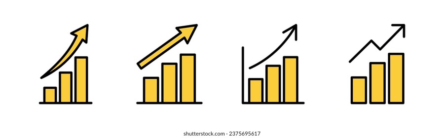 Growing graph Icon set for web and mobile app. Chart sign and symbol. diagram icon