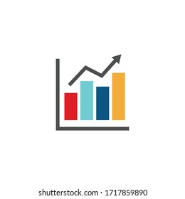 growing graph icon, growing graph sign and symbol vector Design