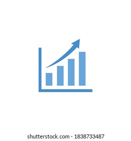 growing graph icon, growing graph sign and symbol vector Design