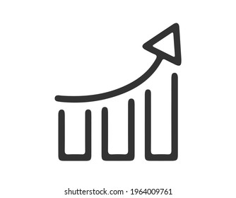growing graph icon, growing graph sign and symbol vector Design