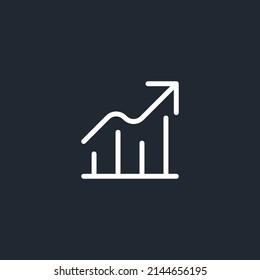 icono de gráfico creciente, signo de gráfico creciente y símbolo vector Diseño en fondo negro.