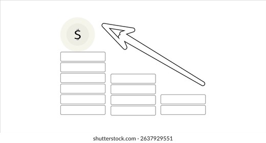 Growing graph icon. Growing graph simple line vector icon