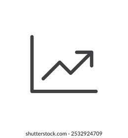 Growing graph icon Simple outline vector logo