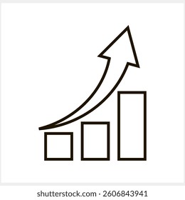 Growing graph icon. Sketch clipart Vector illustration