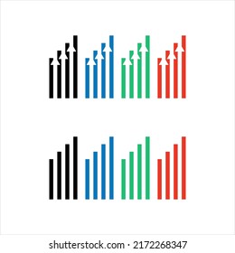 Growing graph icon template. Set of growing bar graph. Business chart with arrow. Growths vector illustration