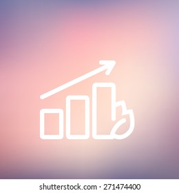 Growing graph icon thin line for web and mobile, modern minimalistic flat design. Vector white icon on gradient mesh background.