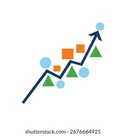 Icono de gráfico en crecimiento. Símbolo de flecha hacia arriba. Vector de crecimiento financiero. Gráfico de progreso del negocio.