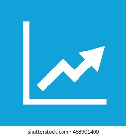 Growing graph icon vector. Blue background