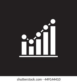 growing graph icon vector, business chart solid logo, pictogram isolated on black, pixel perfect illustration