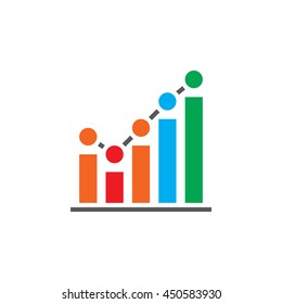 growing graph icon vector, business chart solid logo, pictogram isolated on white, pixel perfect color illustration