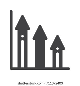 Growing graph icon vector, filled flat sign, solid pictogram isolated on white. Symbol, logo illustration