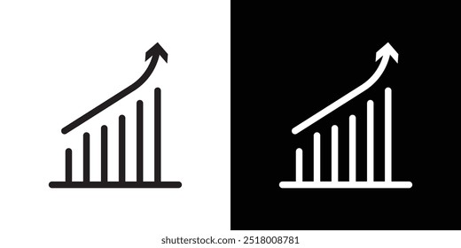 Growing graph Icon Vector flat thin line illustration