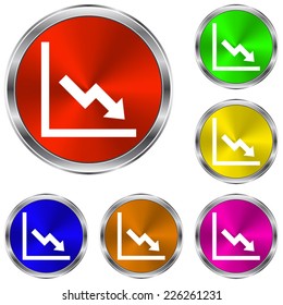 growing graph icon - vector glossy colourful buttons