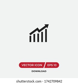 Growing graph icon vector. Growth sign