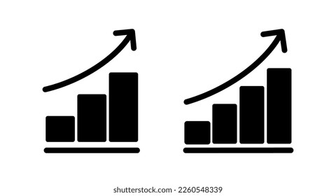 Gráfico creciente Icono de ilustración vectorial. Símbolo y signo de gráfico. icono de diagrama