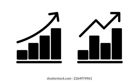 Gráfico creciente Icono de ilustración vectorial. Símbolo y signo de gráfico. icono de diagrama