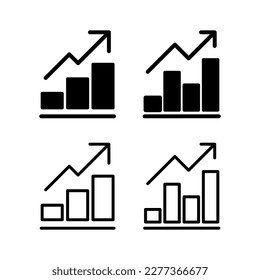Gráfico creciente Icono de ilustración vectorial. Símbolo y signo de gráfico. icono de diagrama