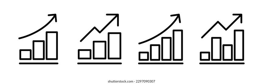 Gráfico creciente Icono de ilustración vectorial. Símbolo y signo de gráfico. icono de diagrama