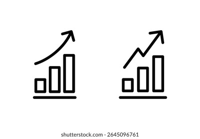 Ilustración vectorial de ícono de gráfico en crecimiento. Icono de diagrama y símbolo.