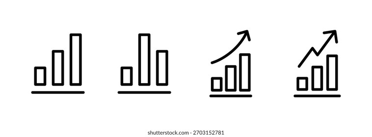 Ilustración vectorial de ícono de gráfico en crecimiento. Icono de diagrama y símbolo.