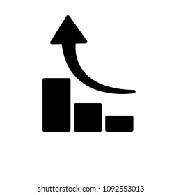Growing graph icon, vector isolated flat style symbol.