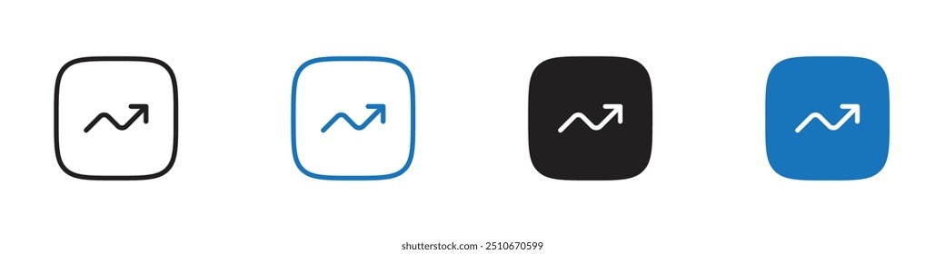 Growing Graph icon Vector set outline