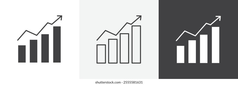 Growing graph icon vector set for ui designs