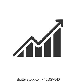 Growing graph icon vector, solid illustration, pictogram isolated on white