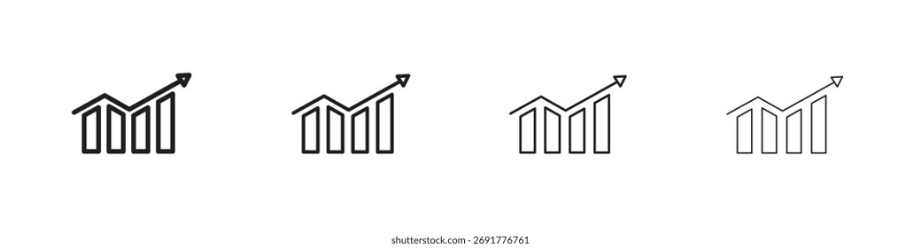 Iconos de gráficos en crecimiento ilustraciones colección sobre fondo blanco. Gráficos de Vector perfecto de píxeles