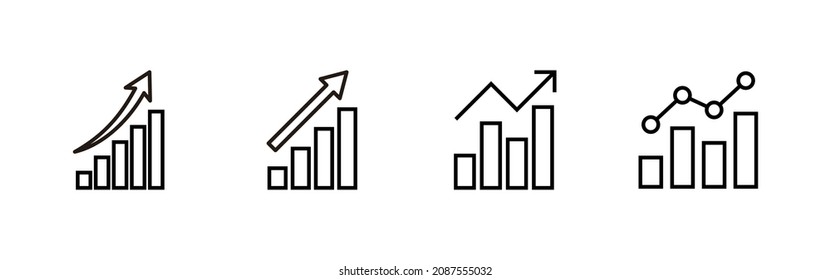 Growing graph Icons set. Chart sign and symbol. diagram icon