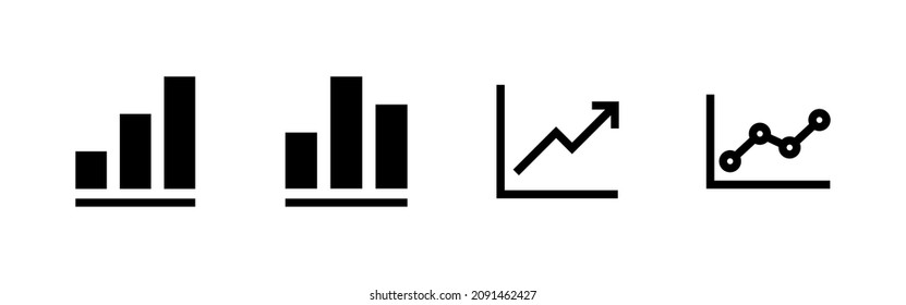 Wachsende Graph Icons Set. Kartenzeichen und -zeichen. Diagramm-Symbol