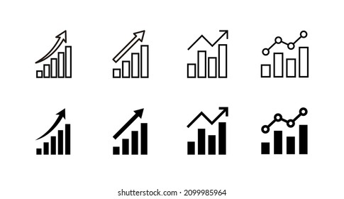 Growing graph Icons set. Chart sign and symbol. diagram icon