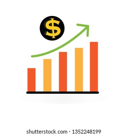 Growing graph. investment growth vector