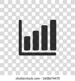 Growing graph line icon. Black symbol on transparency grid