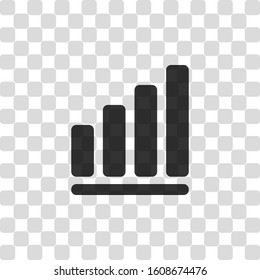 Growing graph line icon. Black symbol on transparency grid
