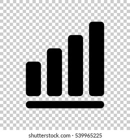 Growing graph line icon. Black icon on transparent background.